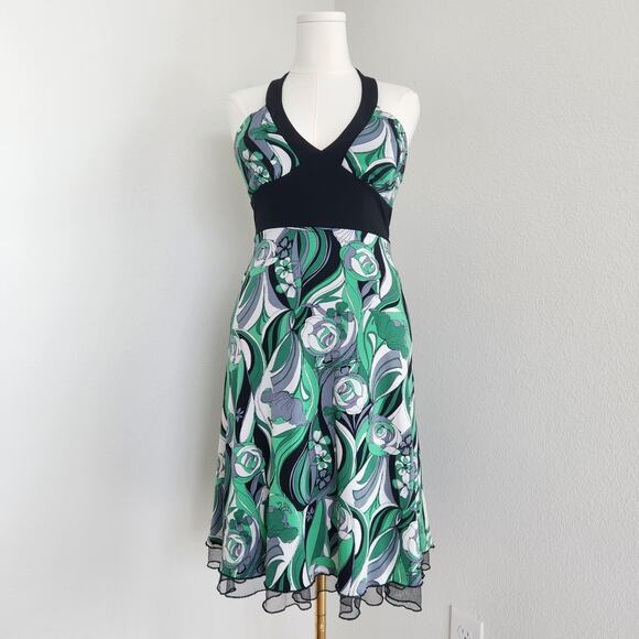 Y2K Speechless Green Black Funky Patterned Halter Dress M - Picture 1 of 11